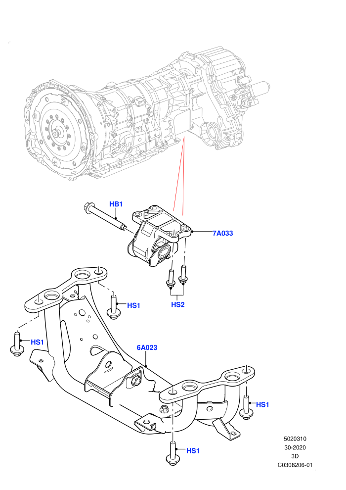 Transmission Mounting (2.0L I4 High DOHC AJ200 Petrol)(Nitra Plant Build)((V)FROMK2000001)