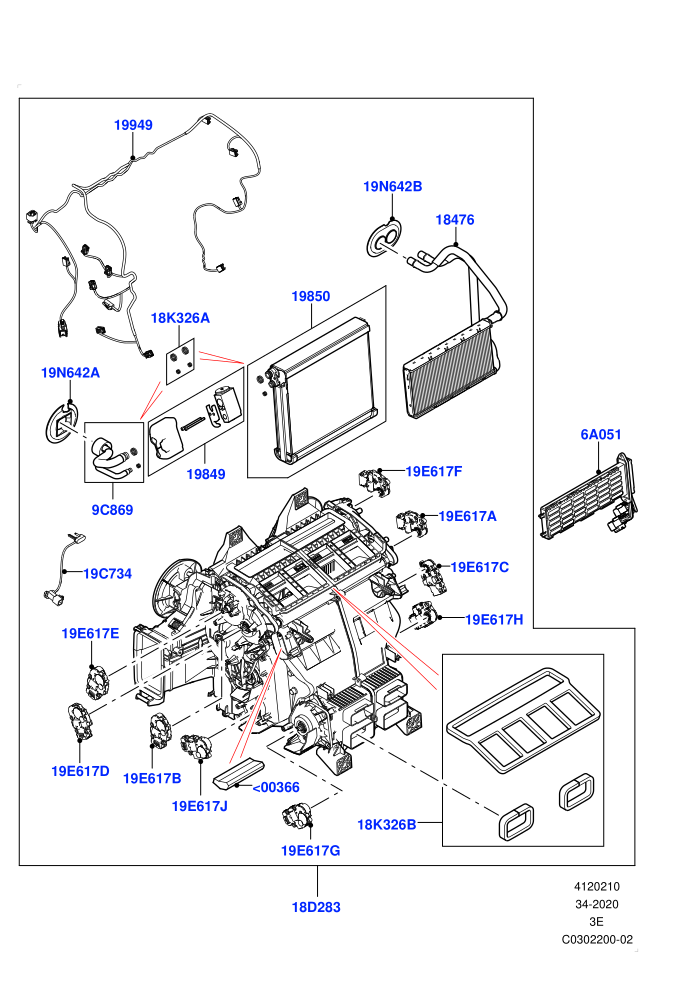 Heater/Air Cond.Internal Components (Main Unit)