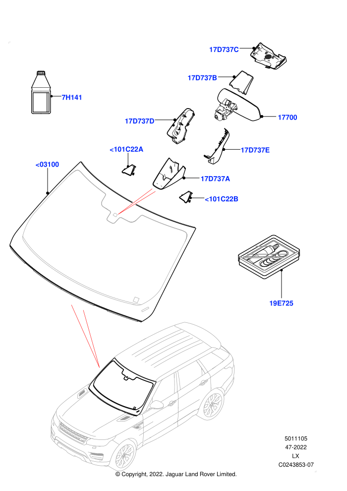 Windscreen/Inside Rear View Mirror