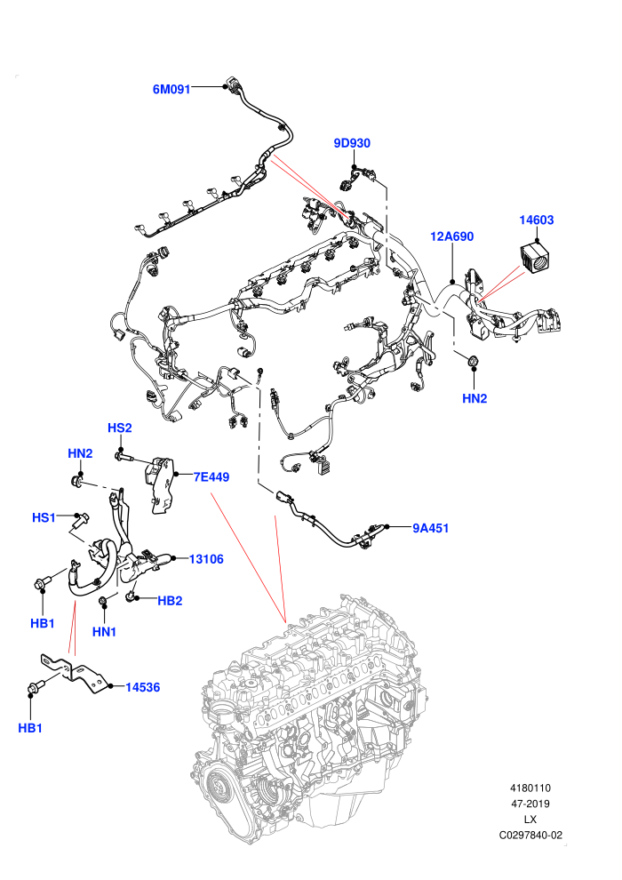 Electrical Wiring - Engine And Dash (3.0L AJ20D6 Diesel High,Electric Engine Battery-MHEV)((V)FROMLA000001)