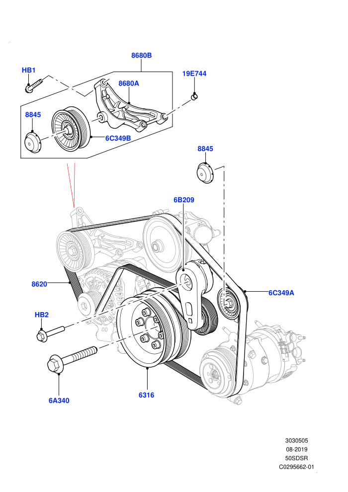 Pulleys And Drive Belts (5.0 Litre supercharged enhanced)(Primary Drive)((V)FROMKA000001)