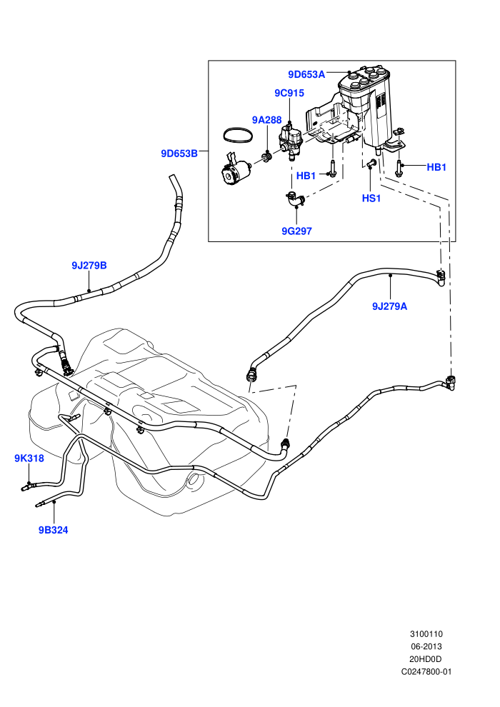 Fuel Lines (2.0L 16V TIVCT T/C 240PS Petrol,ULEV II Requirements)(Rear)((V)FROMDH000001)