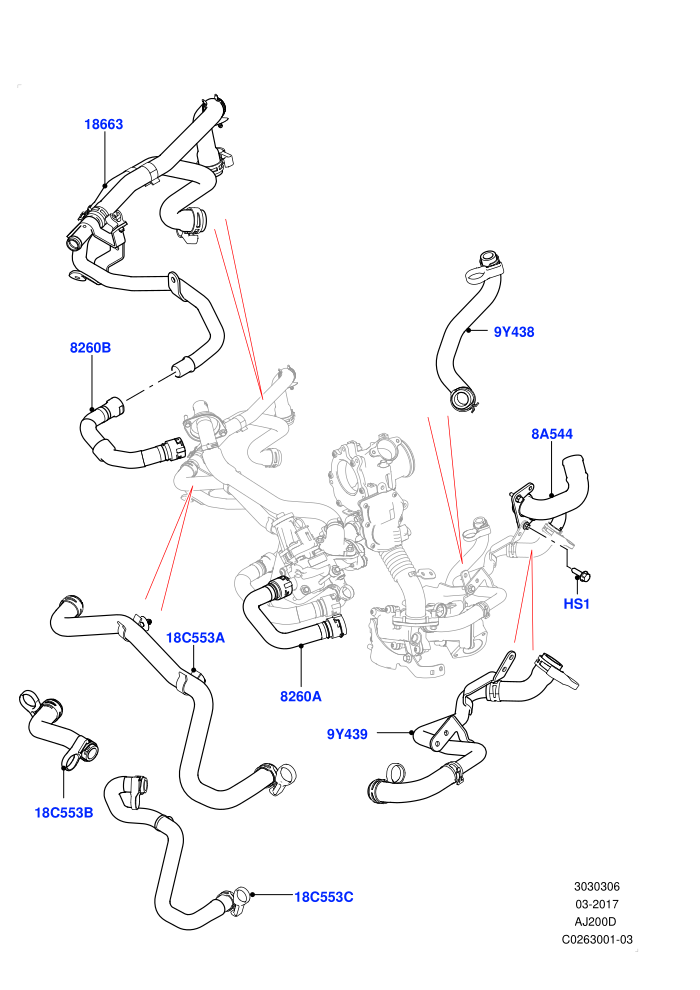 EGR Cooling System (2.0L I4 DSL MID DOHC AJ200,DPF + DE-SOX,EU6 + DPF Emissions,Halewood (UK),Japanese Emission + DPF,Proconve L6 Emissions,Stage V Plus DPF)((V)FROMGH000001)