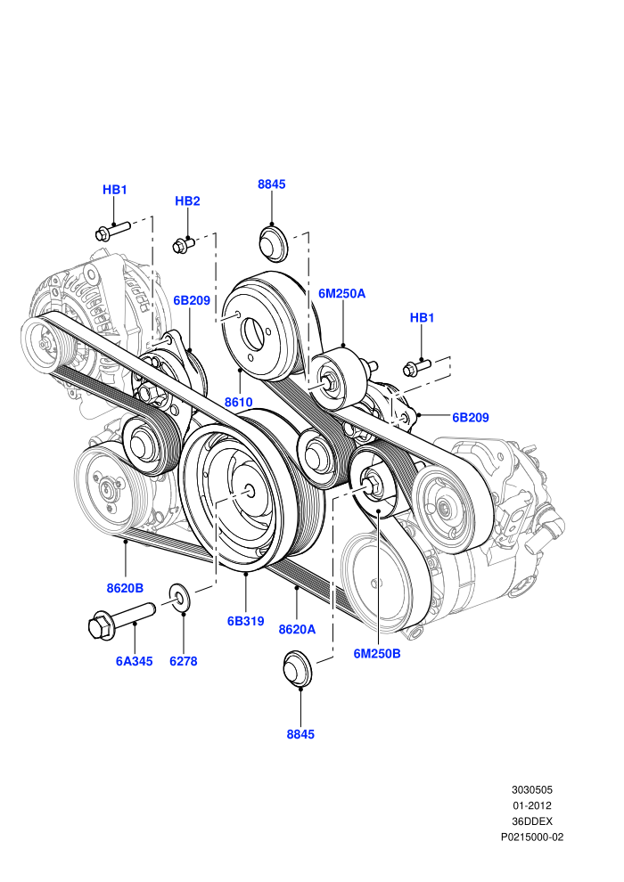 Pulleys And Drive Belts (3.6L V8 32V DOHC EFi Diesel Lion)((V)FROMAA000001)