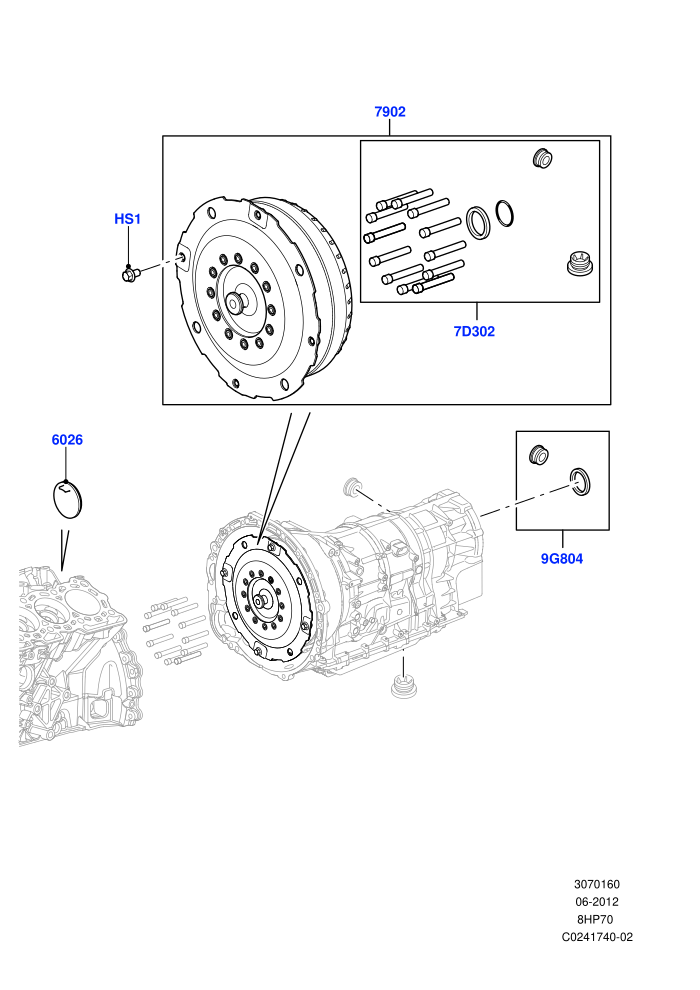 Converter (3.0 V6 Diesel,8 Speed Auto Trans ZF 8HP70 4WD)(Solihull Plant Build)((V)FROMAA000001)