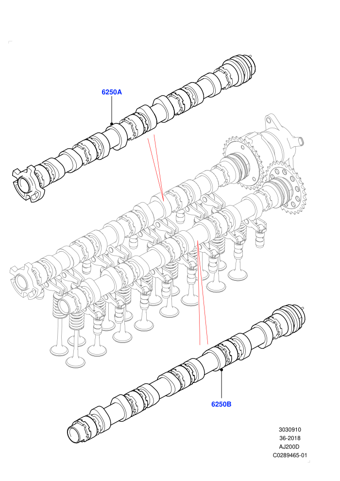 Camshaft (2.0L I4 DSL HIGH DOHC AJ200,2.0L I4 DSL MID DOHC AJ200)(Nitra Plant Build)((V)FROMK2000001)