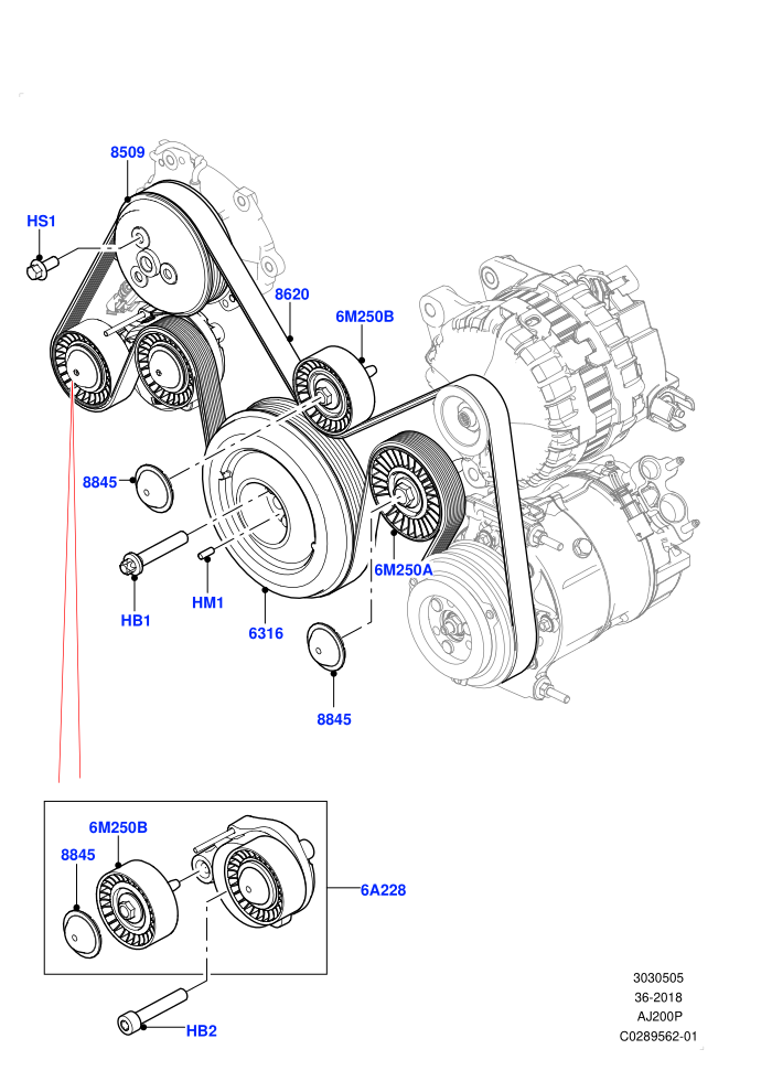 Pulleys And Drive Belts (2.0L I4 High DOHC AJ200 Petrol)(Nitra Plant Build)((V)FROMK2000001)