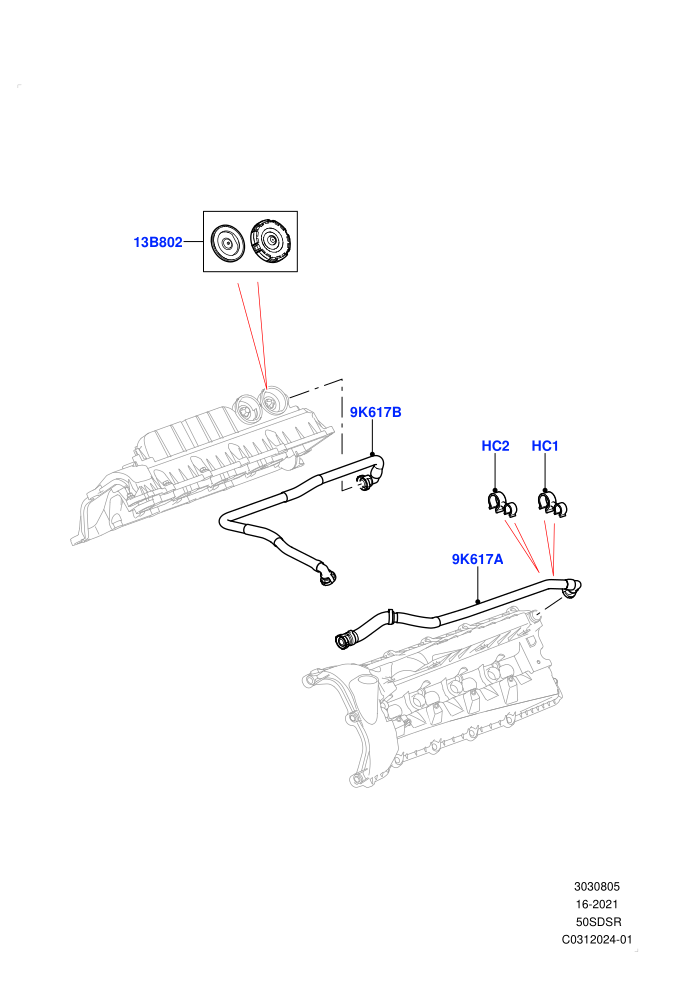 Emission Control - Crankcase (5.0 Petrol AJ133 DOHC CDA)(Nitra Plant Build)((V)FROMM2000001)