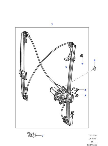 LR006371 LAND ROVER Стеклоподъемник передней правой двери FR