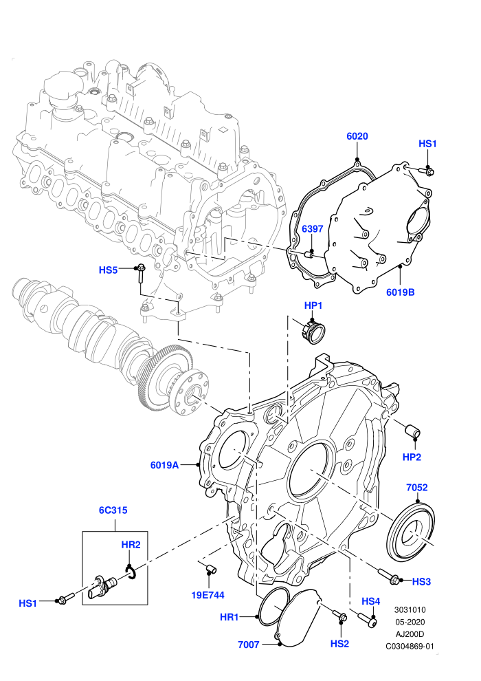Timing Gear Covers (2.0L AJ20D4 Diesel Mid PTA,Itatiaia (Brazil))((V)FROMLT000001)