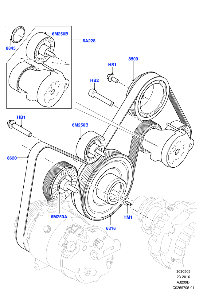 Pulleys And Drive Belts (2.0L I4 DSL HIGH DOHC AJ200,2.0L I4 DSL MID DOHC AJ200,Itatiaia (Brazil))((V)FROMGT000001)