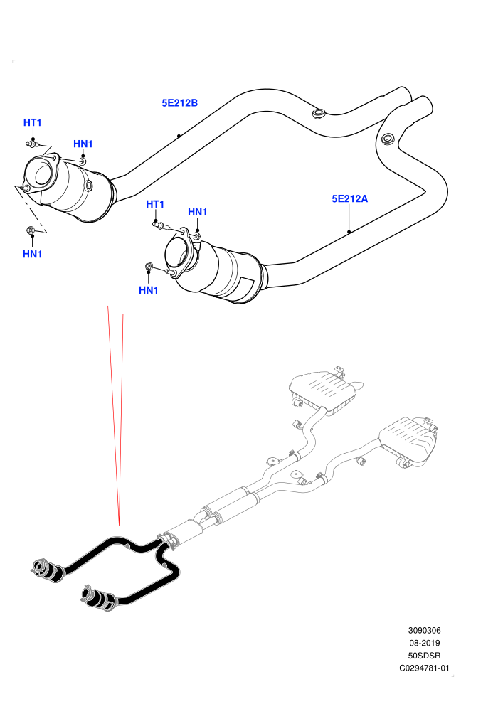 Front Exhaust System (5.0 Litre supercharged enhanced)((V)FROMKA000001)