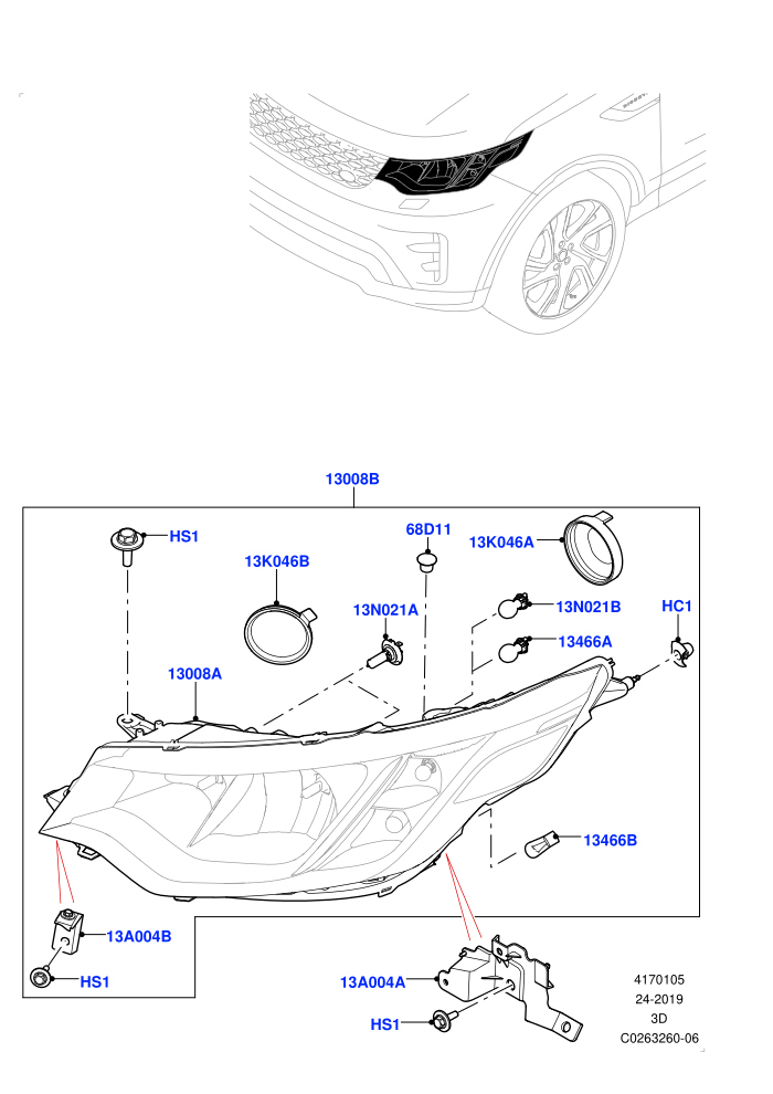 Headlamps And Front Flasher Lamps (With Halogen Headlamp)(Solihull Plant Build)((V)FROMHA000001)