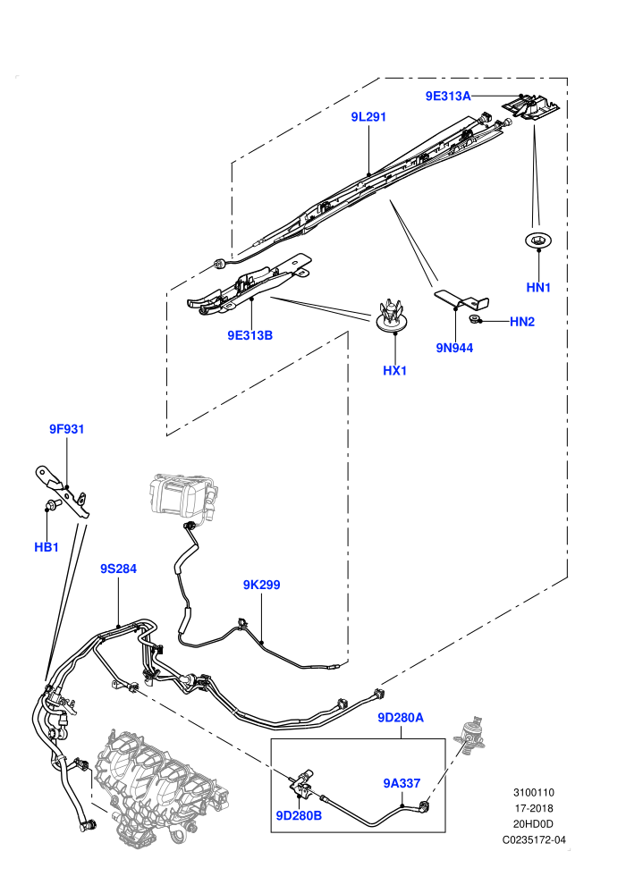 Fuel Lines (2.0L 16V TIVCT T/C 240PS Petrol,2.0L 16V TIVCT T/C Gen2 Petrol,Halewood (UK))(Centre And Front,Under Floor)