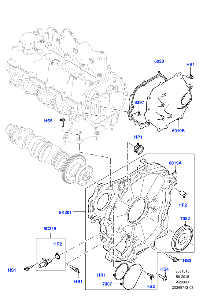 Timing Gear Covers (2.0L I4 DSL HIGH DOHC AJ200,2.0L I4 DSL MID DOHC AJ200,Itatiaia (Brazil))((V)FROMGT000001)