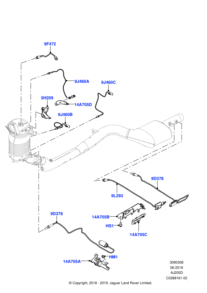 Exhaust Sensors And Modules (2.0L I4 DSL HIGH DOHC AJ200,2.0L I4 DSL MID DOHC AJ200,EU6D Diesel + DPF Emissions)(Solihull Plant Build)((V)FROMKA000001)