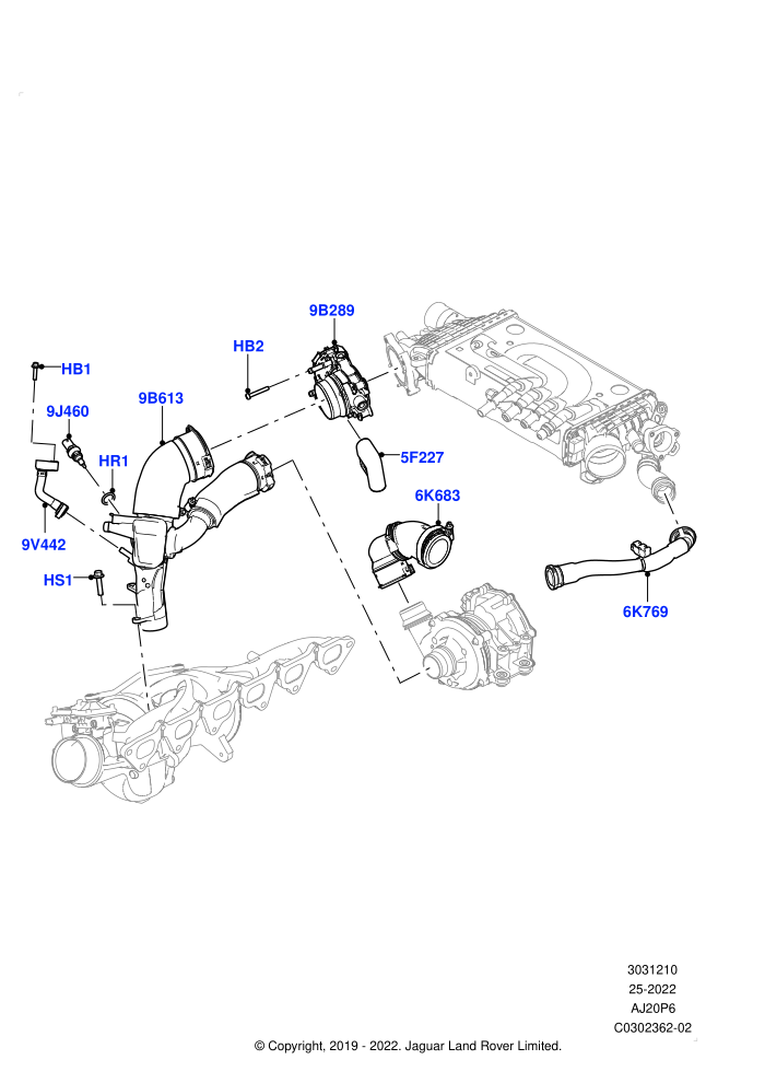 Intercooler/Air Ducts And Hoses (3.0L AJ20P6 Petrol High)(Air Ducts And Hoses,Nitra Plant Build)((V)TOL2999999)