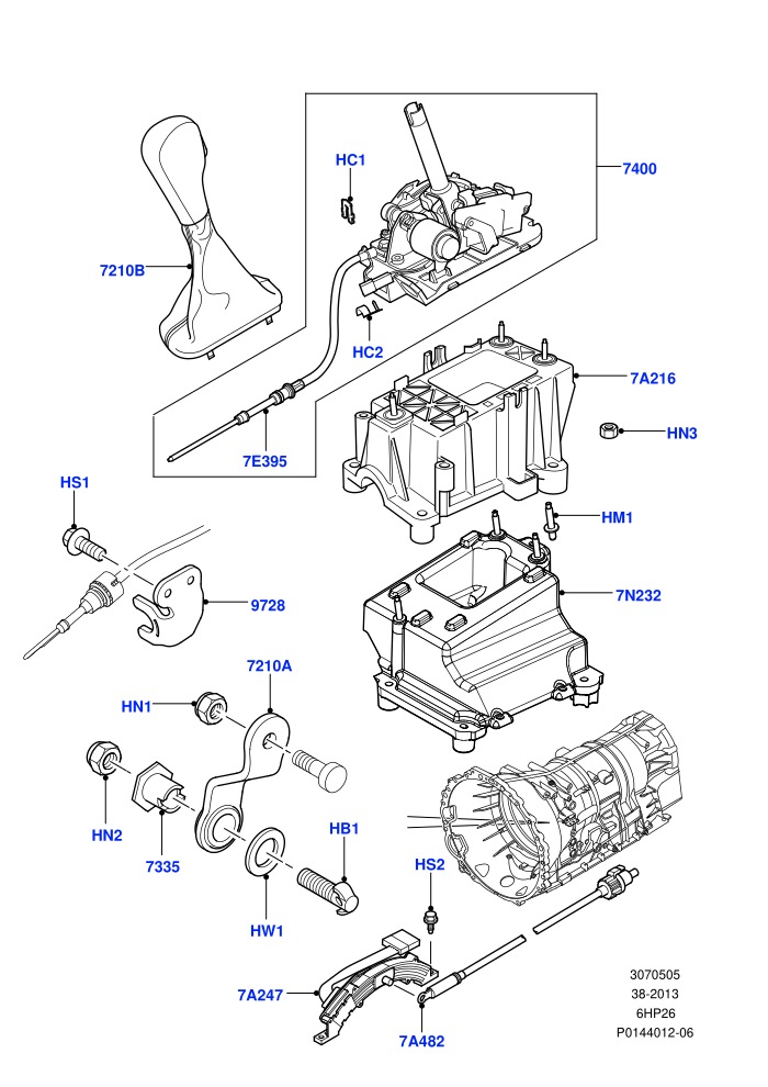 Gear Change-Automatic Transmission (6 Speed Auto ZF 6HP26 Steptronic)(Floor)((V)TO9A999999)