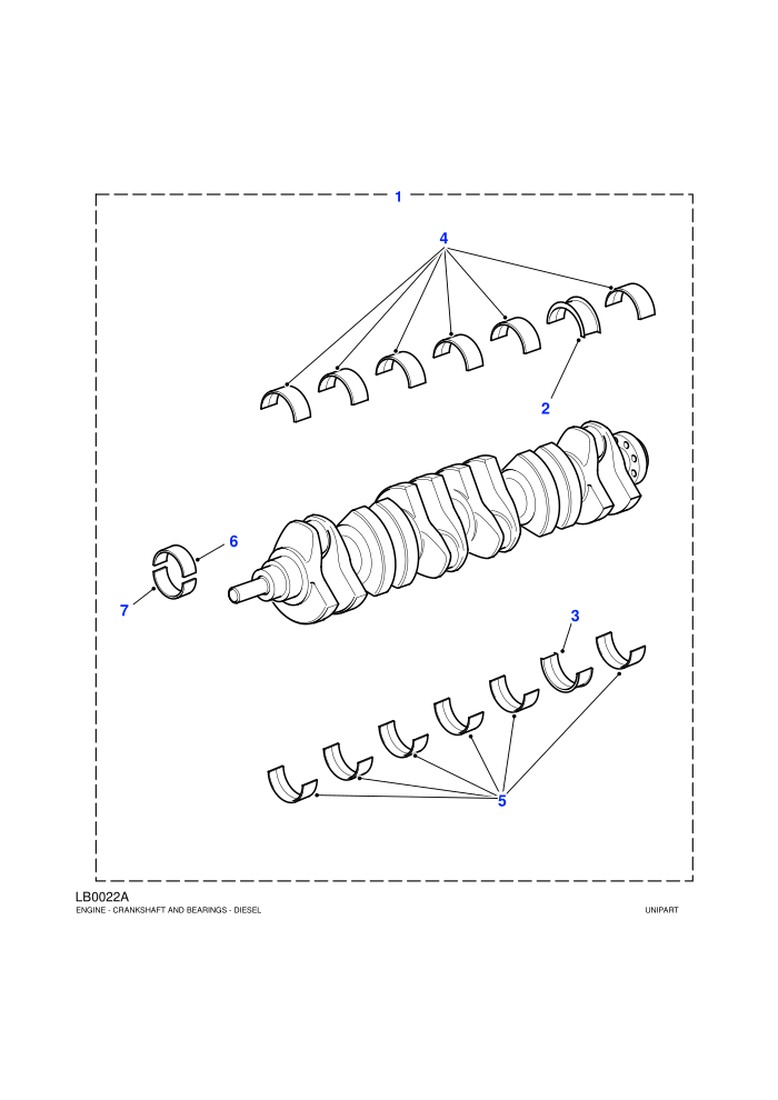 Crankshaft & Bearings (2.5L 6 Cyl BMW Diesel)