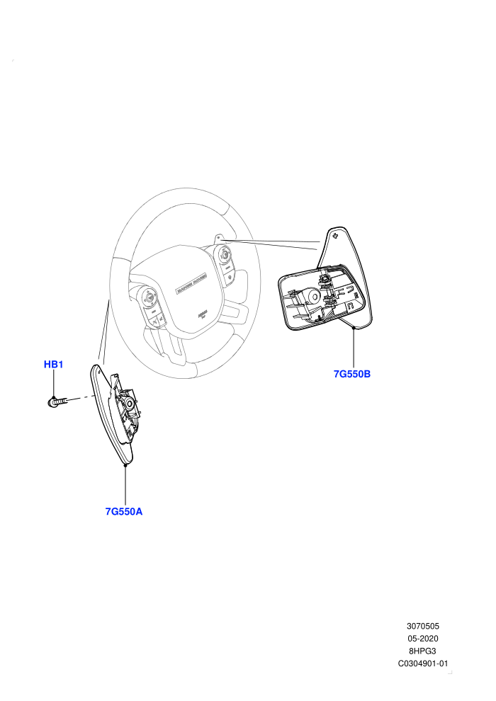 Gear Change-Automatic Transmission (3.0L AJ20P6 Petrol PHEV,8HP Gen3 Hybrid Trans,Paddle Shift,Paddle Shift - Noble)(Solihull Plant Build,Steering Wheel)((V)FROMJA000001)