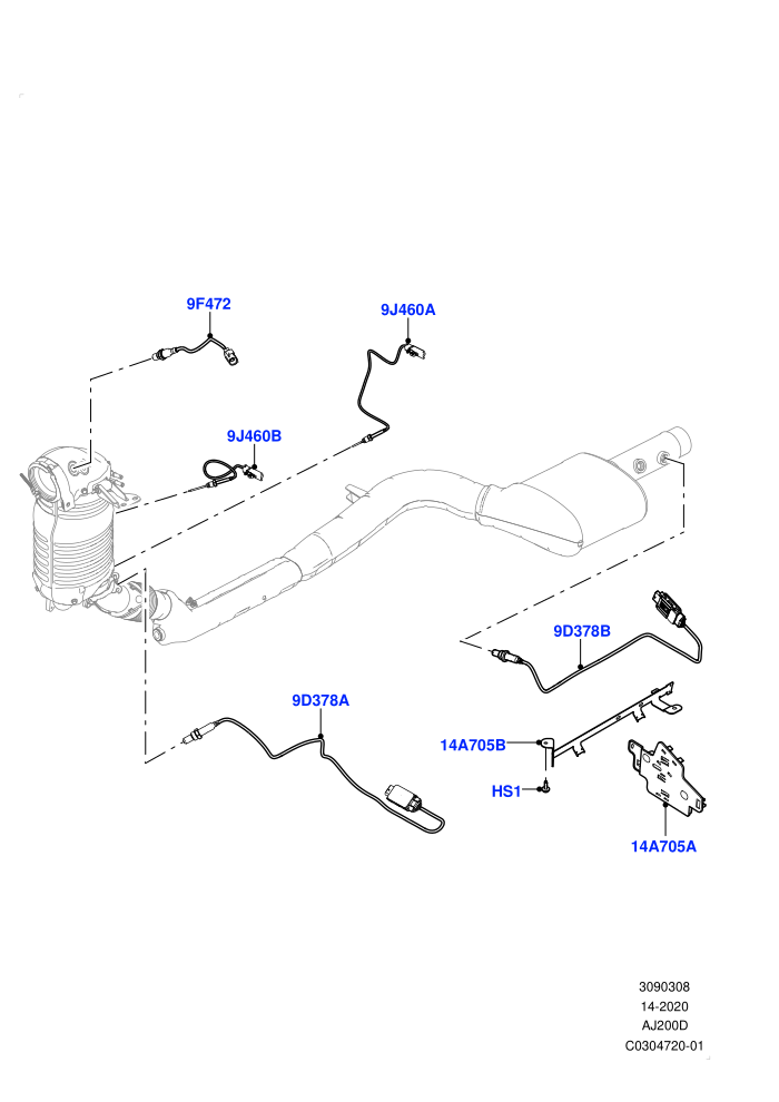 Exhaust Sensors And Modules (2.0L I4 DSL HIGH DOHC AJ200,EU5 + SCR,Short Wheelbase)(Nitra Plant Build)