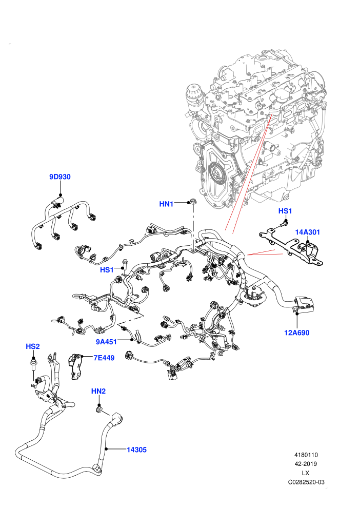 Electrical Wiring - Engine And Dash (2.0L I4 High DOHC AJ200 Petrol)((V)FROMJA000001)