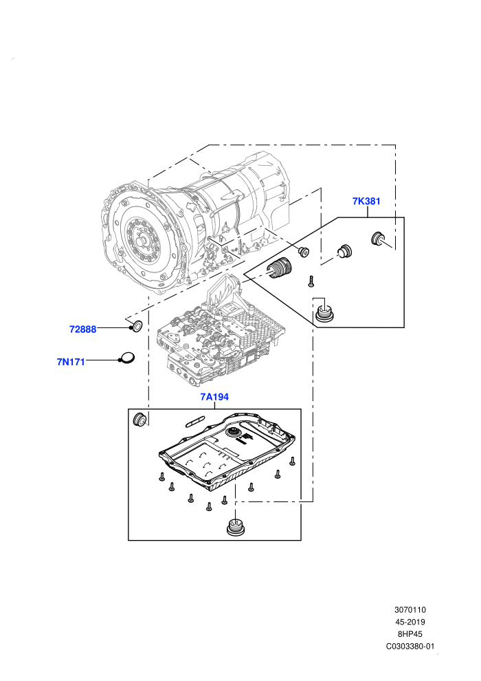 Transmission External Components (8 Speed Auto Trans ZF 8HP45)(Nitra Plant Build)