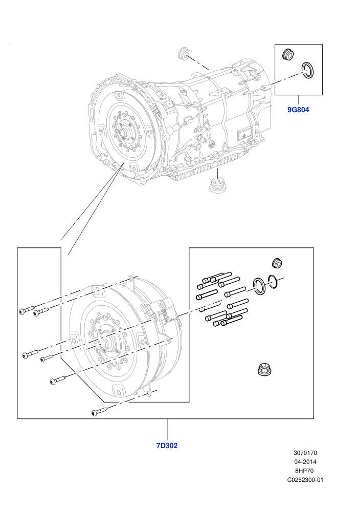 Hybrid Drive Modules (3.0 V6 D Gen2 Mono Turbo,3.0 V6 D Gen2 Twin Turbo,3.0 V6 Diesel Electric Hybrid Eng,8 Speed Auto Trans ZF 8HP70 HEV 4WD)(Sealing Elements)((V)FROMFA000001)