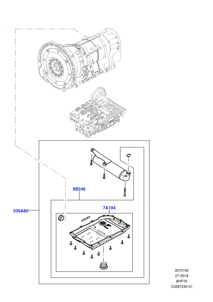 Valve Body - Main Control & Servo's (3.0L AJ20D6 Diesel High,3.0L AJ20P6 Petrol High,4.4L DOHC DITC V8 Diesel,8 Speed Auto Trans ZF 8HP76)((V)FROMKA000001)