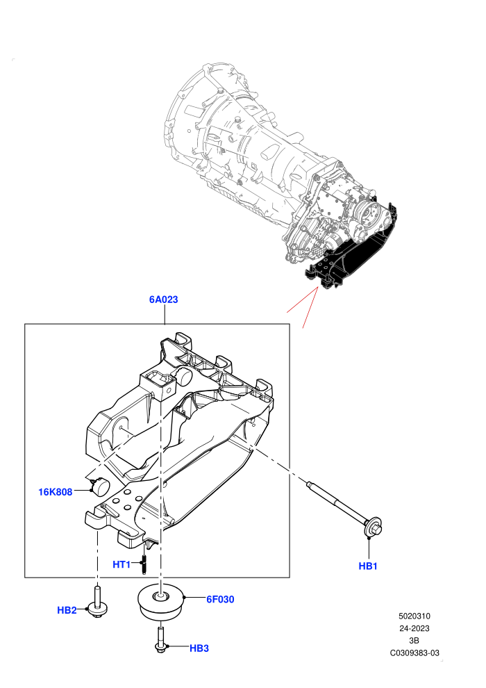 Transmission Mounting (2.0L AJ21D4 Diesel Mid,2.0L I4 Mid DOHC AJ200 Petrol)((V)FROMMA000001)