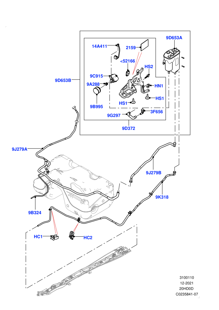 Fuel Lines (2.0L 16V TIVCT T/C 240PS Petrol,2.0L 16V TIVCT T/C Gen2 Petrol,3 Door,5 Door,Halewood (UK),SULEV Requirements,ULEV II Requirements)(Rear)