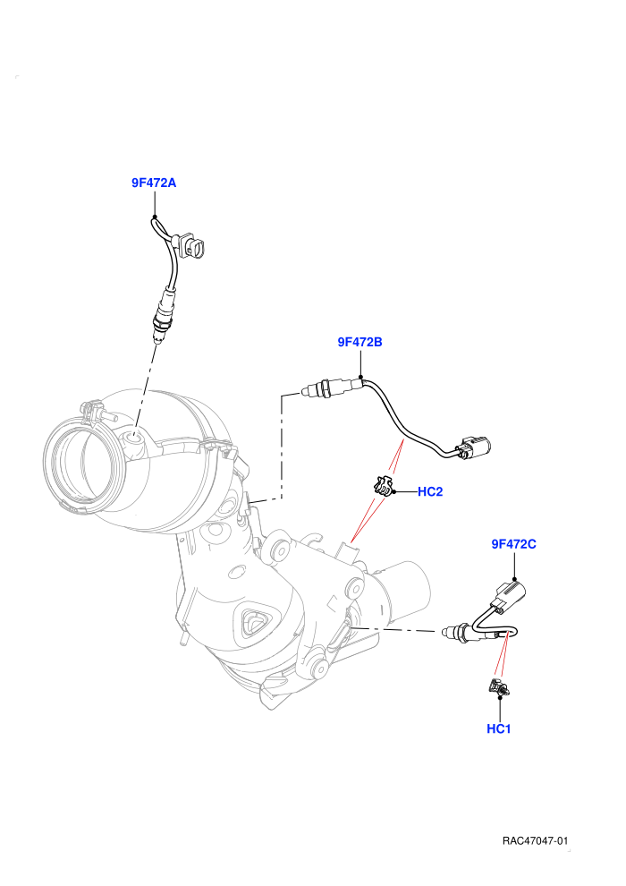 Exhaust Sensors And Modules (2.0L AJ200P Hi PHEV,2.0L I4 High DOHC AJ200 Petrol,Japan DBA Emissions,Japan Requirements,SULEV Requirements)(Nitra Plant Build)((V)FROMK2000001)