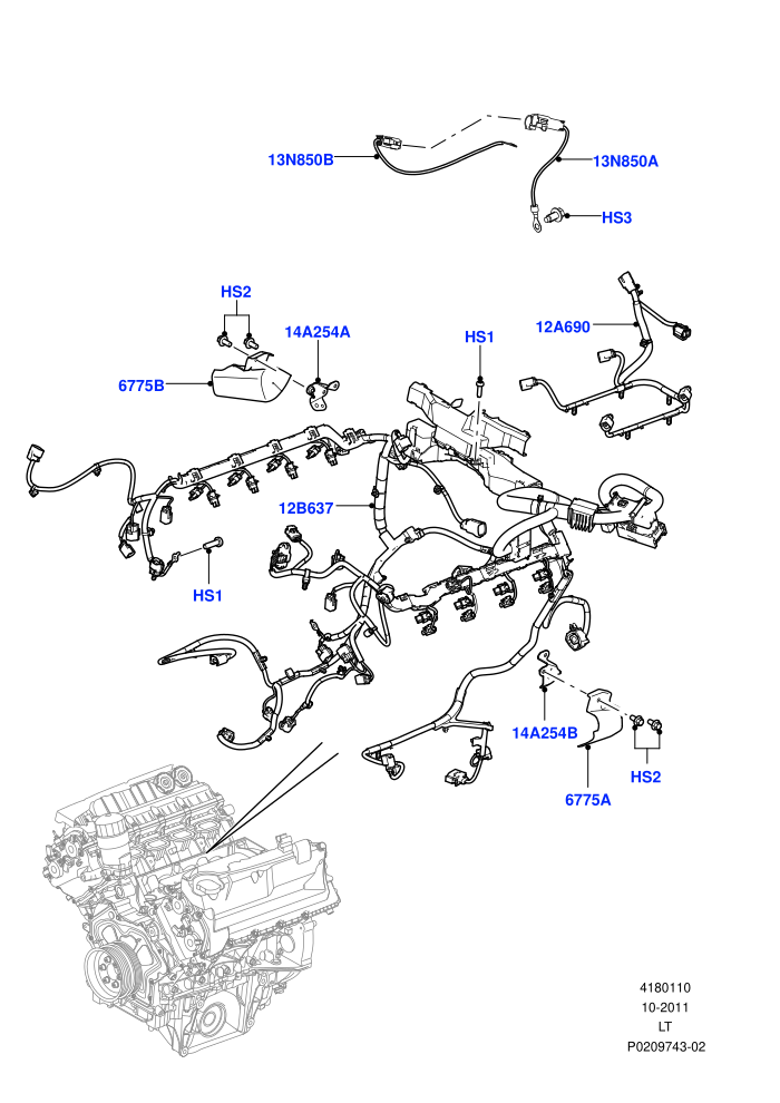 Electrical Wiring - Engine And Dash (5.0L OHC SGDI SC V8 Petrol - AJ133)(Engine)((V)FROMAA000001)