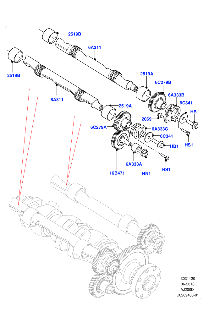 Balance Shafts And Drive (2.0L I4 DSL HIGH DOHC AJ200,2.0L I4 DSL MID DOHC AJ200)(Nitra Plant Build)((V)FROMK2000001)