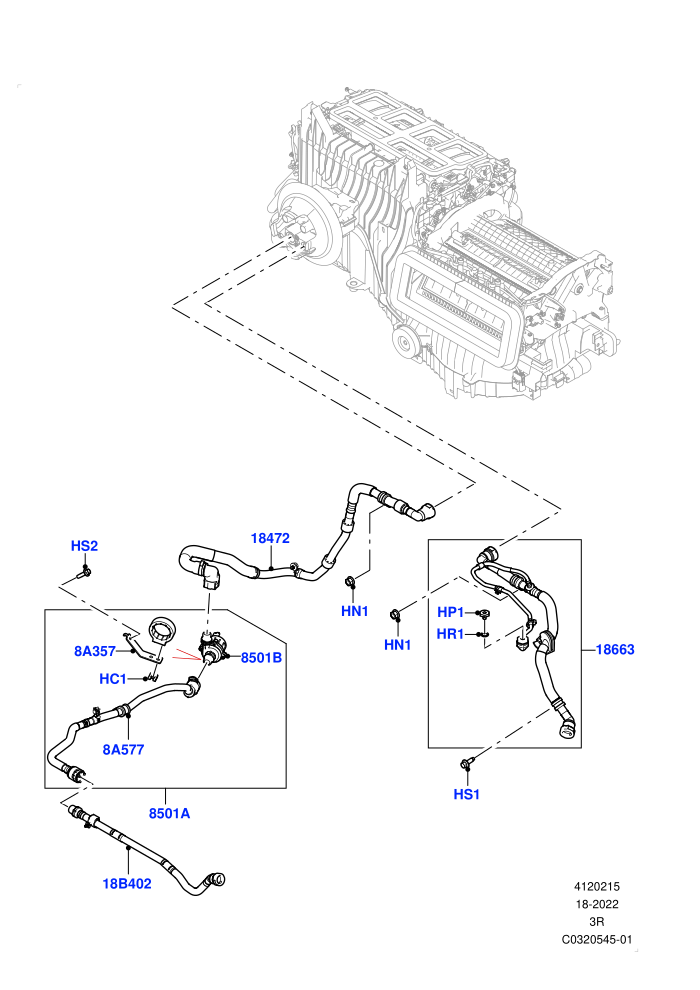 Heater Hoses (4.4 V8 Turbo Petrol (NC10),4.4L V8 Turbo Petrol(NC11),Less Heater,With Front Comfort Air Con (IHKA),With Ptc Heater)