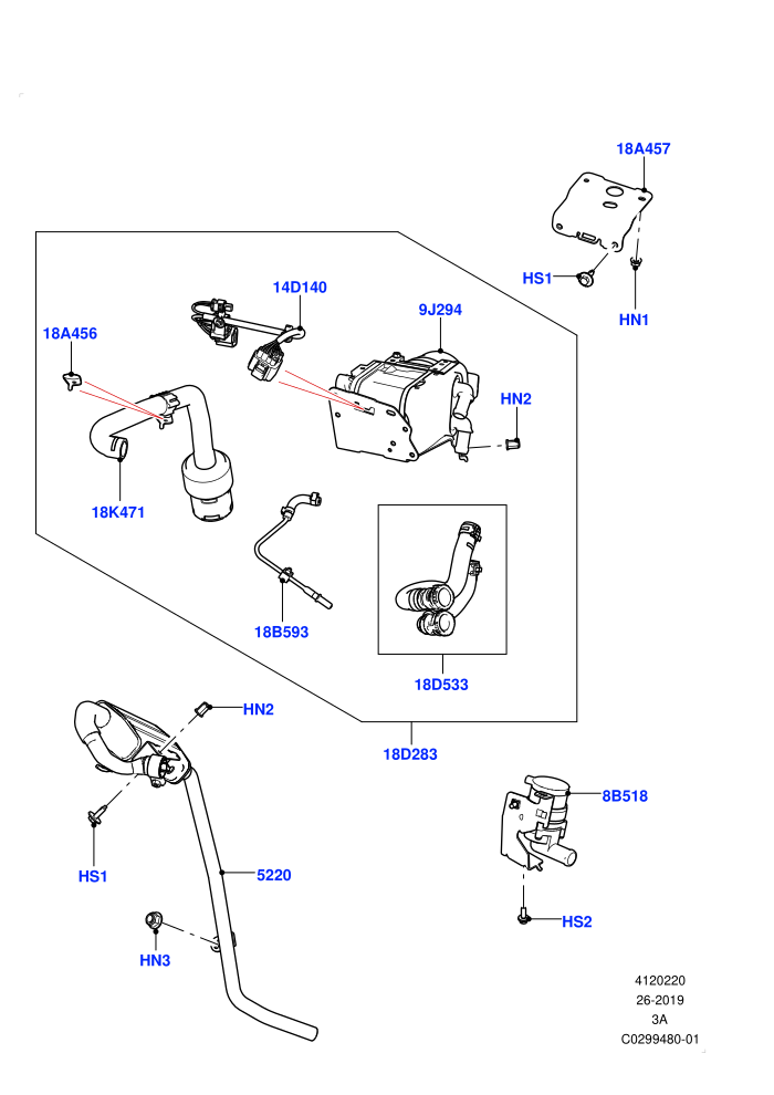 Auxiliary Fuel Fired Pre-Heater (Fuel Fired Heater With Park Heat,Fuel Heater W/Pk Heat With Remote,Halewood (UK),With Fuel Fired Heater)(External Components,Heater Components)((V)FROMLH000001)