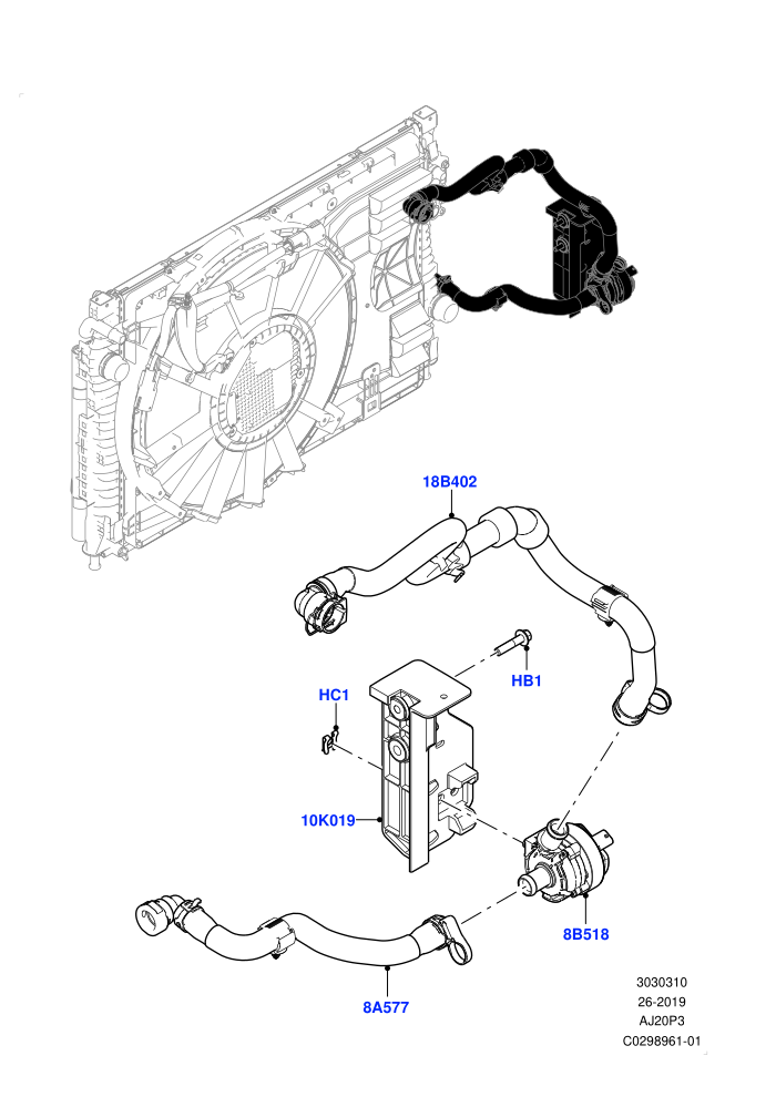 Water Pump (1.5L AJ20P3 Petrol High,Changsu (China))(Auxiliary Water Pump Assembly)