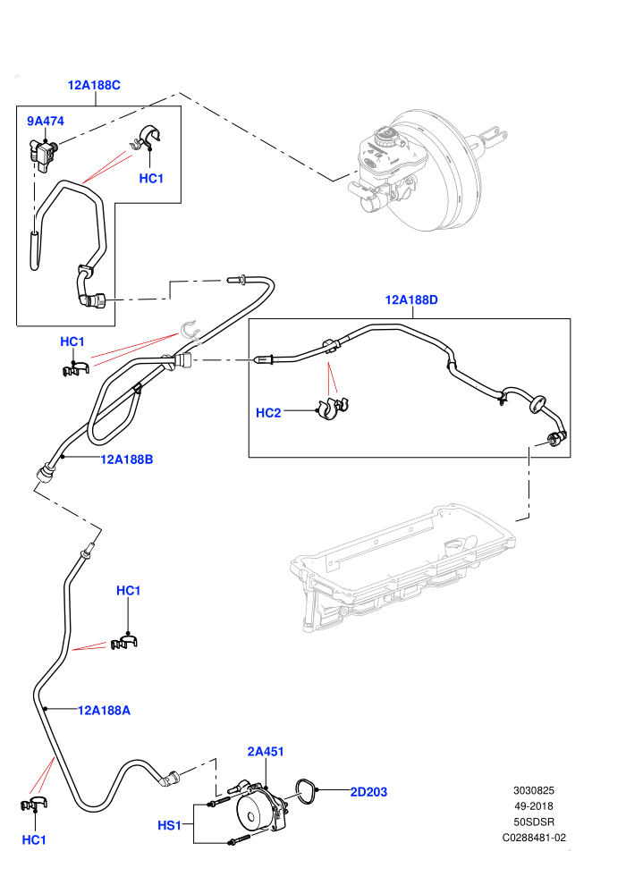 Vacuum Control And Air Injection (5.0 Litre supercharged enhanced,5.0 Petrol AJ133 DOHC CDA,RHD)((V)FROMJA000001)