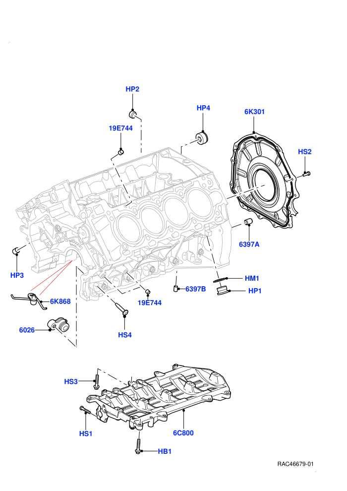 Cylinder Block And Plugs (5.0 Litre supercharged enhanced,5.0 Petrol AJ133 DOHC CDA,5.0L OHC SGDI SC V8 Petrol - AJ133)