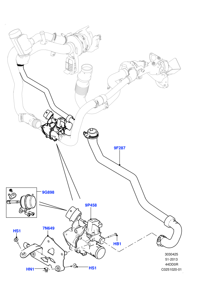 Turbocharger (4.4L DOHC DITC V8 Diesel)(Compressed Air Recirculation And Shut Off Valve)