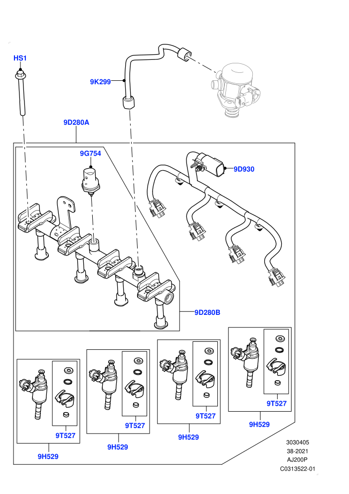 Fuel Injectors And Pipes (2.0L AJ20P4 Petrol E100 PTA,Itatiaia (Brazil))