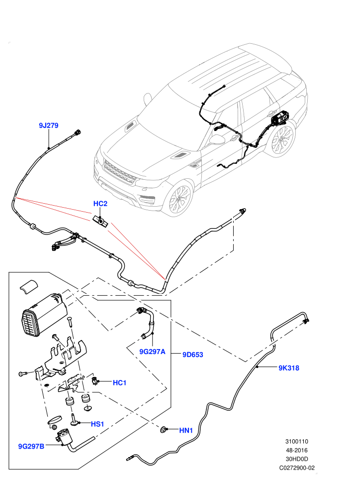 Fuel Lines (3.0L DOHC GDI SC V6 PETROL,Narrow Filler Neck - Unleaded)(Middle East And North Africa (MENA) Markets,Rear)((V)TOJA999999 (V)FROMGA000001)