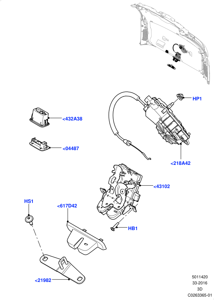 Luggage Compt/Tailgte Lock Controls (Solihull Plant Build)((V)FROMHA000001)