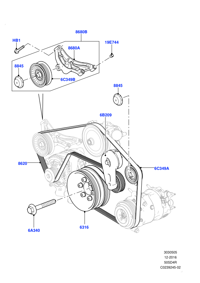 Pulleys And Drive Belts (5.0L OHC SGDI NA V8 Petrol - AJ133)(Primary Drive)