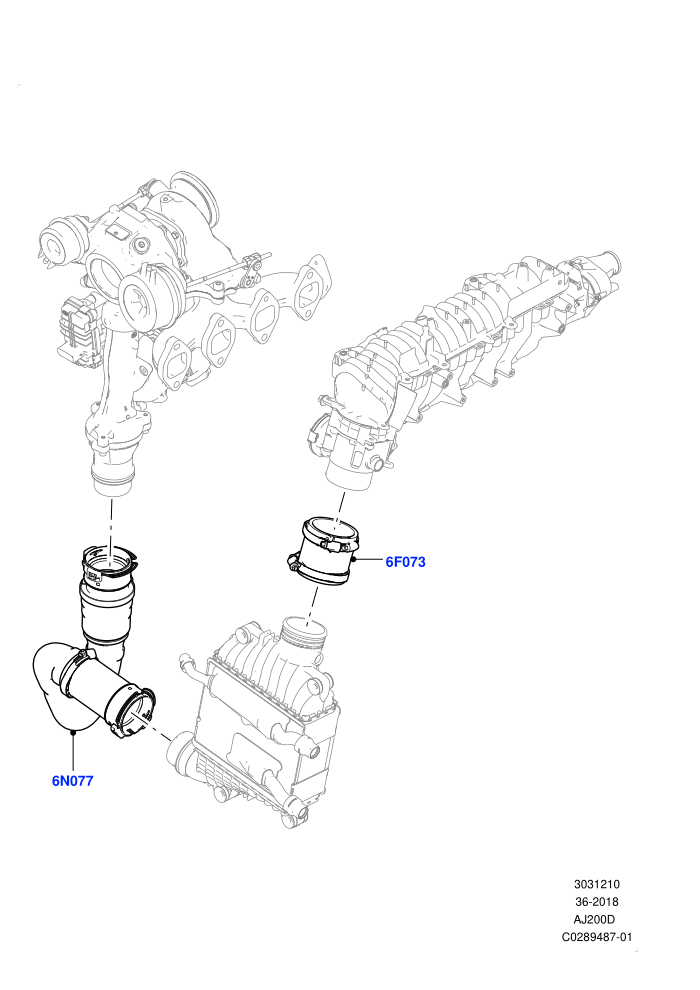 Intercooler/Air Ducts And Hoses (2.0L I4 DSL HIGH DOHC AJ200)(Nitra Plant Build)((V)FROMK2000001)