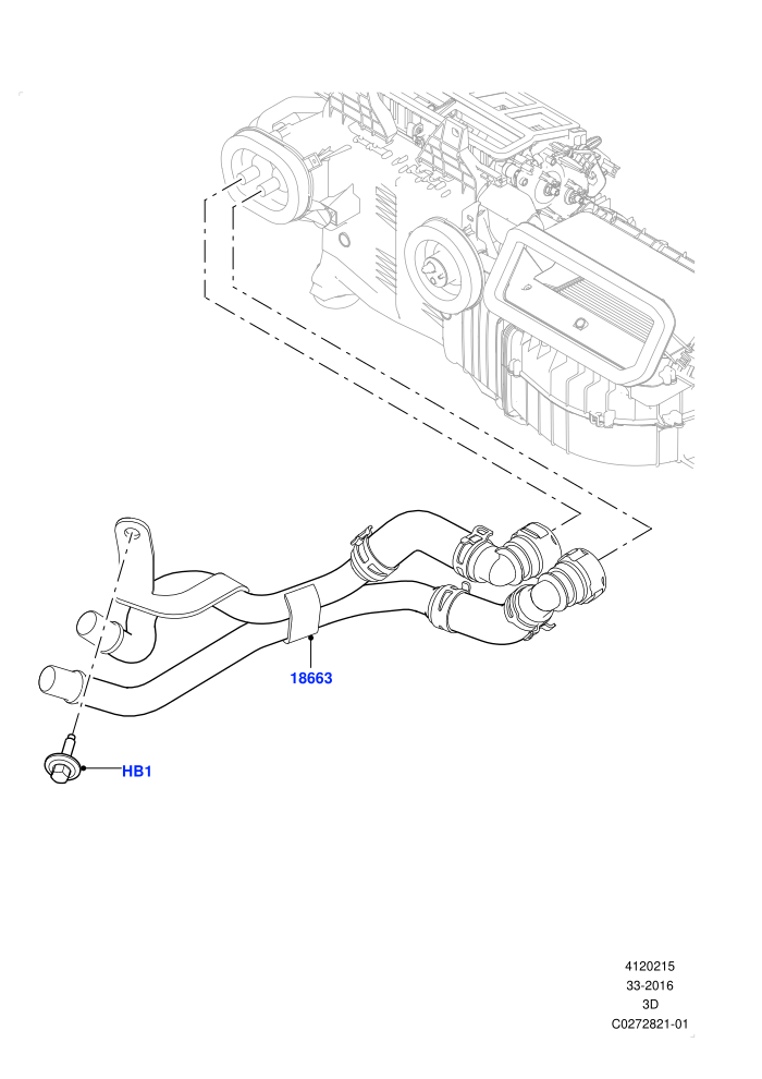 Heater Hoses (3.0 V6 D Gen2 Mono Turbo,3.0 V6 D Low MT ROW,3.0L DOHC GDI SC V6 PETROL,Premium Air Conditioning-Front/Rear,With Front Comfort Air Con (IHKA),With Manual Air Conditioning)(Solihull Plant Build)((V)TOJA999999 (V)FROMHA000001)