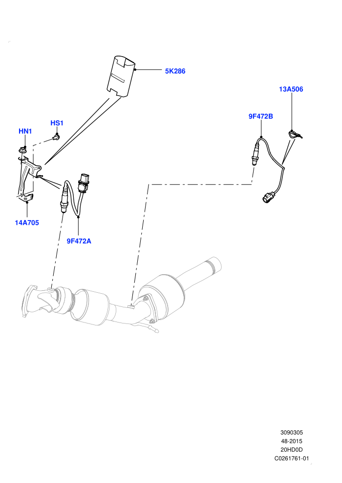 Exhaust System (2.0L 16V TIVCT T/C 240PS Petrol,Changsu (China))(Exhaust System Sensors)((V)FROMFG000001)