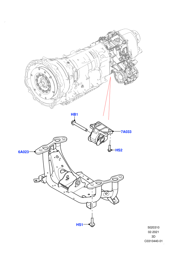 Transmission Mounting (3.0L AJ20P6 Petrol High)(Nitra Plant Build)((V)FROMM2000001)