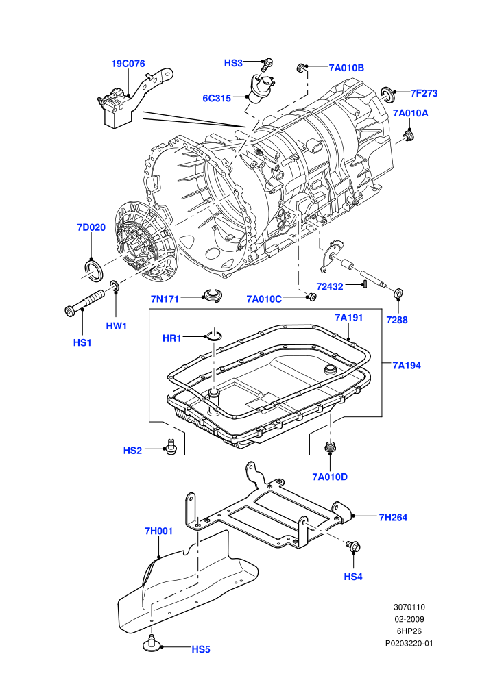 Transmission External Components (3.6L V8 32V DOHC EFi Diesel Lion,6 Speed Auto ZF 6HP26 Steptronic,Cologne V6 4.0 EFI (SOHC),Lion Diesel 2.7 V6 (140KW))((V)FROMAA000001)