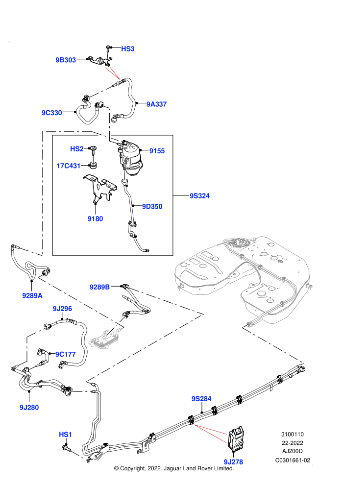 Fuel Lines (2.0L I4 DSL HIGH DOHC AJ200,Fuel Tank-Diesel)(Nitra Plant Build)((V)TOP2141284)